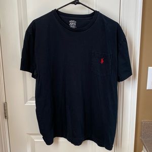 Mens Polo Ralph Lauren black pocket T shirt size medium. In good condition